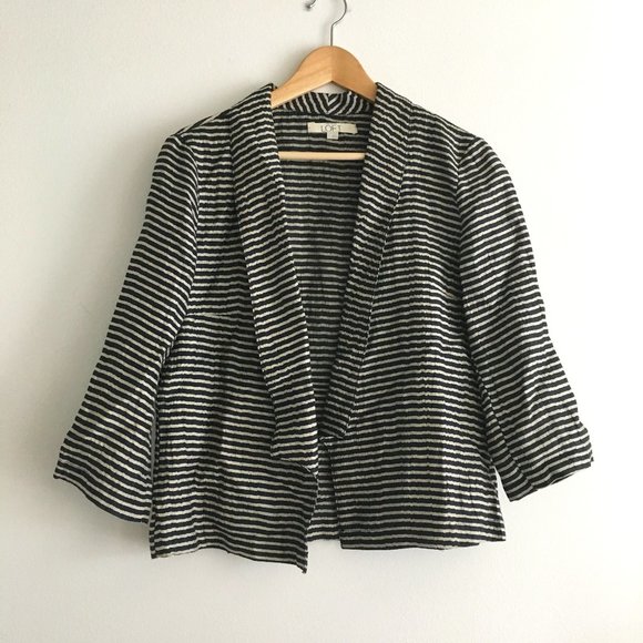 LOFT Jackets & Coats Loft Ann Taylor Striped Linen Jacket Blazer 34
